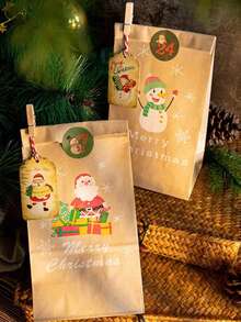 50 包棕色牛皮纸圣诞礼物标签，圣诞节棕色牛皮纸礼品标签配黄麻绳贝克麻绳用于 DIY 圣诞节节日礼物包装邮票和标签包装名片圣诞装饰品，圣诞节情人节 - 彩色 - 查看 5