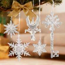 Christmas Transparent Acrylic Crystal Snowflake Christmas Tree Pendant Decorations/New Year Decor Ornament