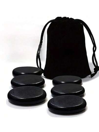 6pcs Medium Size Hot Stone Massage Set, Essential For Massage, Therapy Tools, Suitable For Professional Or Home SPA, Foot Warmer, Relaxation, Healing