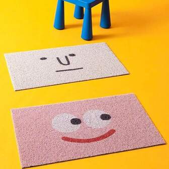 Welcome Doormat - Non-Slip Entrance Mat, Cute Smile Design, Indoor/Outdoor Rug, Rectangle PVC Floor Mat, Hallway Carpet - Durable & Stylish