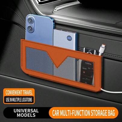 Car Multi-Function Storage Bag, Universal Models Car Side Organizer With Mesh Pockets, Hanging Storage Pouch For Phone, Tickets, Cards, Charging Cables & More, Auto Interior Accessories For All Vehicles (5 Colors Available)