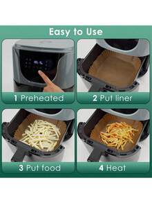 1 Stück Luftfritteuse Papier, quadratisches antihaftbeschichtetes Backpapier für Luftfritteuse, geeignet zum Braten, Backen, Kochen, Grillen, Mikrowelle, ölbeständig, ohne Backblech erforderlich - Küchenhelfer