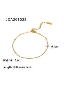 1pc 304 Stainless Steel Waterproof Minimalist Chain Anklet Dainty Classic Chain Anklets For Women Beach Holiday Stacking Jewelry Daily Wearing - 1個 - 查看 2
