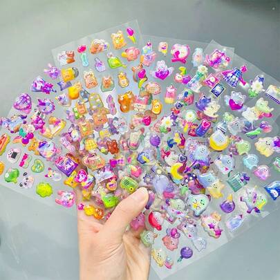 Set de pegatinas 3D de caramelo de aire, diseño colorido y cambiable, pegatinas 3D en relieve de dibujos animados, pegatinas de burbujas, pegatinas de sellos, pegatinas de graffiti, accesorios de libro de pegatinas intercambiables, pegatinas de sellos