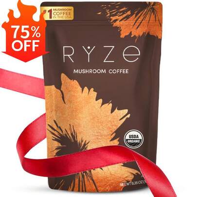 RYZE SUPERFOODS RYZE Mushroom Coffee, 6 AdaptogenicMushrooms,Organic,Instant ,MCT Oil,USA GrownBetter Energy, Focus, Digestion, Lmmunity,Cordyceps, 30 Servings Beverage Taffy