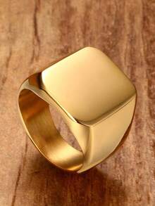 1 Piece Personalized Stainless Steel Ring, Laser Engraved Photo Text Black Gold Silver, Fashion, Vintage, Simple, Unisex, Casual, Cute, Customized, Personalized, Unique, Ideal Gift For Him, Ideal Gift For Her, Boyfriend, Dad, Family, Friends, Anniversary, Birthday, Graduation, Prom, Party - Style - View 3