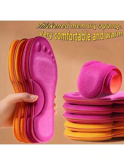 1/2/5Pairs Ultra-Warm Self-Heating Insoles Ultra-Soft,Thickened,Non-Slip Sweat-Absorbing, Anti-Odor,Memory Foam Shoe Pads Perfect For Cold Winter Outdoor Sports And Everyday Wear For Men And Women