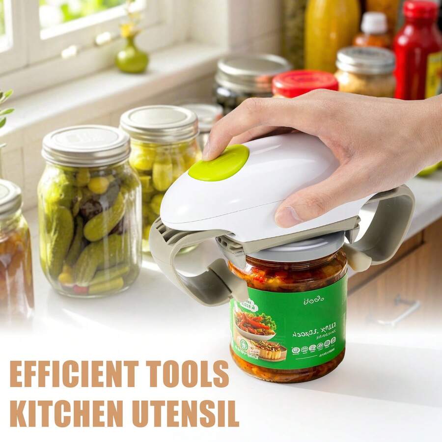 1 Piece Electric Can Opener, Electric Automatic Can Opener, Bottle Cap Opener, Easy Can Opener, Smooth Edge, Kitchen Gadgets, Outdoor Camping Supplies, Suitable For Kitchen Arthritis Patients And The Elderly