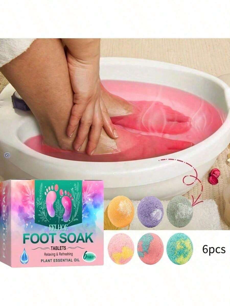 EELHOE 6 Pack Ginger Foot Soak Balls With Sea Salt & Baking Soda - Warming Detoxifying Foot Bath For Relaxation, Odor Removal & Sleep Aid - At-Home Spa Treatment For Softening & Moisturizing Feet,Gifts For Men And Women Suitable For Christmas, Valentine's Day, New Year's Day, Birthdays, Weddings, And Parties,Pedicure,Quick Ship Items,Free Shipping