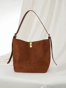 Clariva 2025 New Vintage Bag Brown Large Capacity Bucket Bag, Shoulder Bag, Underarm Bag, Crossbody Bag Business Women's Casual Lightweight Daily Commuter Bag Fashion Student Women's Bag, Suitable For Work, Shopping, And Daily Use Gifts - Brown - View 2