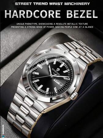 INBOND Luxury Quartz Man Wristwatch Sport Men Watches Waterproof Luminous Date Week Stainless Steel Men's Watch