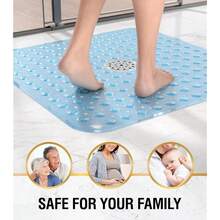 HITSLAM Shower Bathtub Mat Non Slip, 24inchx 24inch Bath Mat For Tub, Soft PVC Shower Mats For Inside Shower With Suction Cups And Center Drain Hole, Machine Washable Bathroom Floor Mat, Blue{Inchcolor_nameinch:InchBlueinch,Inchsize_nameinch:Inch24\Inchx24\Inch(Square)Inch} - 藍色 - 查看 8