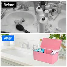 Pad And Tampon Organizer For Bathroom,Sanitary Napkin Holder, Pad And Tampon Organizer For Period, Sanitary Napkin Storage Container, Light Pink{Inchcolorinch:InchPinkinch} - 粉色 - 查看 6