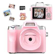 Cámara digital retro mini, 1080P alta definición 48 megapíxeles, incluye luz de relleno LED y tarjeta de 32GB, admite zoom digital 18X, opción portátil ideal para estudiantes adolescentes, regalo perfecto de Navidad, cumpleaños - Multicolor - Ver 1