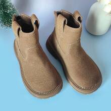 1 Pair Baby Casual Short Boots, Minimalist Design, Comfortable, Zipper Back, Girls Fashion Boots