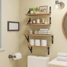 Tomnk 4pcs Floating Shelves For Wall, Bathroom Organizer Shelf, Different Sizes Farmhouse Wall Shelf For Bedroom, Bathroom Storage, Living Room And Kitchen Decor - Nhiều màu - Xem 2