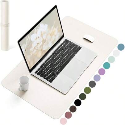 Non - Slip Desk Pad, Mouse Pad, Waterproof PVC Leather Desk Table Protector, Ultra Large Desk Blotter, Easy Clean Laptop Desk Writing Office WorkHomeDecor Pink, 31.5x 15.