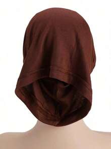 1pc Women Plain Color Tube Cap Hijab Headwear Headband For Abaya Daily Under Cap Veiled Clothes - 淺褐色的 - 查看 9