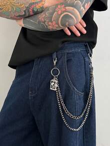 1pc Men's Gothic Punk Style Halloween Skeleton Ghost Chain Fashion Waist Chain, Simple Yet Sophisticated Daily Accessory, Biker Punk Rock Vibe - Multicolor - View 5