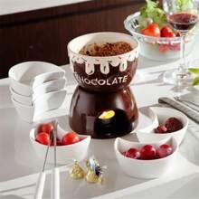 1pc, High-Appearance Ceramic Chocolate And Cheese Hot Pot Set, Base With Ceramic Bowl, Cute Home Use DIY Dessert Snack Chocolate Heater, Suitable For Valentine's Day, Gatherings, And Family Gatherings, Ideal Gift For Cheese, Chocolate, And Dessert Enthusiasts
