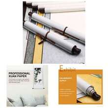 Blank Paper Scrolls 15x46inch Scroll Paper Wrapped On Wood Rod Writing, Drawing, Calligraphy, Wedding Vows, Invitation, Renaissance Festivals - Silver + 118cm*48cm*4cm - View 1