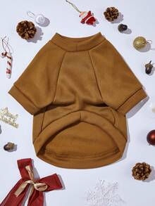 LUCKIE LABO 1 pièce sweat-shirt à capuche en polyester minimaliste et mignon avec motif de patte et slogan, résistant aux puces, réduisant la chute de poils, chaud et respirant, convient pour les chats et les chiens d'intérieur et d'extérieur - Tabac - Voir 4