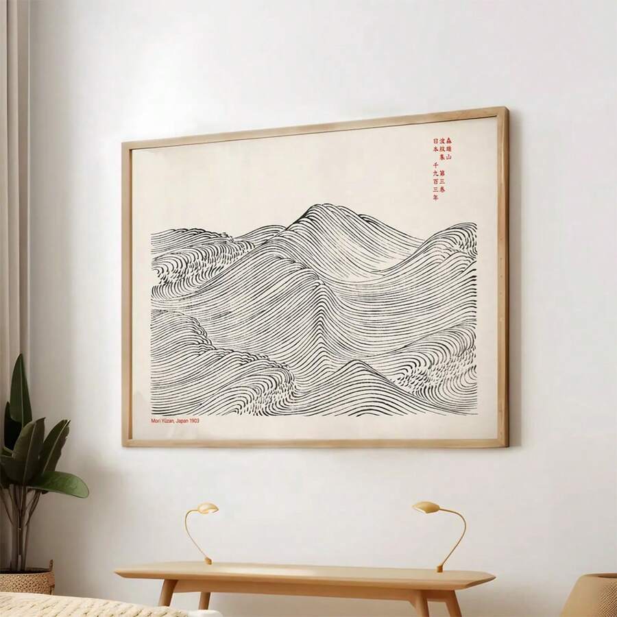 1 Bộ Poster treo tường hình sóng Nhật Bản theo phong cách Abstract Lines, Nghệ thuật treo tường cổ điển Nhật Bản, Nghệ thuật treo tường phong cảnh đại dương, Trang trí ven biển, Nghệ thuật vẽ đường nét mực tối giản Wabi Sabi, Trang trí nhà cửa phòng khách, Trang trí tường, Không có khung - Nhiều màu - Xem 1