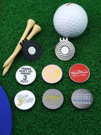 1/2pcs'Friends Don't Let Friends 3 Putt'and'Bogey Meister King Of 3 Putts'Golf Ball Marker Hat Clip With Magnetic Premium Metal - Durable Iron Design, Mixed Color For Men & Women - Funny Golf Gift For Enthusiasts, Golf Accessories, Humorous Design, Highquality Finish
