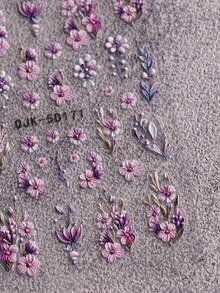 2 piezas Pegatinas de arte de uñas con diseños de flores, enredaderas y hojas en relieve de estilo vintage para el invierno - Acabado en relieve 5D, tema vintage y minimalista, fácil de aplicar para decoración de uñas DIY, regalos festivos, looks de fiesta, Y2K