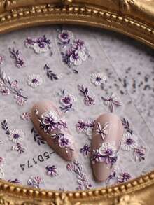 2 piezas Pegatinas de arte de uñas con diseños de flores, enredaderas y hojas en relieve de estilo vintage para el invierno - Acabado en relieve 5D, tema vintage y minimalista, fácil de aplicar para decoración de uñas DIY, regalos festivos, looks de fiesta, Y2K