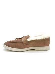 Frühlings- und Herbst-Damenschuhe in Metalloptik, Loafers Freizeitschuhe, Bootsschuhe mit Schlupfeinstieg - Khaki GO302 - Übersicht 5