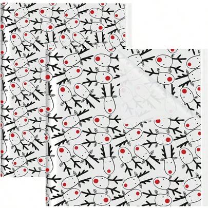 QRTDXP 30pcs White Tissue Paper Sheet With Reindeer35 * 50cm Cute Xmas Gift Wrapping Paper For Christmas Party