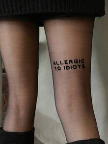 1 par de medias nuevas para mujer con estampado de letras, medias sexys para las piernas, de seda negra ultradelgada para primavera y verano