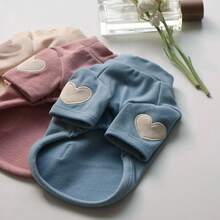 宠物狗猫爱心刺绣保暖卫衣 - 藍色 - 查看 4