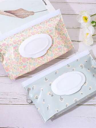 2Packs Baby Wipes Dispenser Portable Baby Wipe Holder Refillable Wet Wipes Container Reusable Travel Wipes Case, Keeps Wipes Fresh