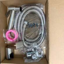 马桶水龙头，带分水器的坐浴盆喷头，59.06英寸软管和挂钩，浴室水槽喷头，马桶手持喷头，浴室配件，浴室工具 - 銀色 - 查看 7