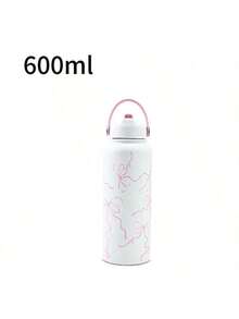 1 pieza Botella de agua de 600ml/20.29oz, 800ml/27.06oz, 1000ml/33.82oz con estampado de leopardo y lazo, botella de agua deportiva, vaso aislado de acero inoxidable de doble capa original, taza para viajes y actividades al aire libre, taza para fitness y deportes al aire libre, taza de fondo plano, taza para el coche, bebida para verano e invierno, regalo para fiestas - Multicolor - Ver 15