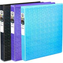 Almacenamiento de archivos  Luxe Carpeta holográfica duradera de 3 anillas, cubierta de vista personalizable, anillos redondos de 1 pulgada, 1 carpeta holográfica Aqua (03224) - Negro - - Ver 7