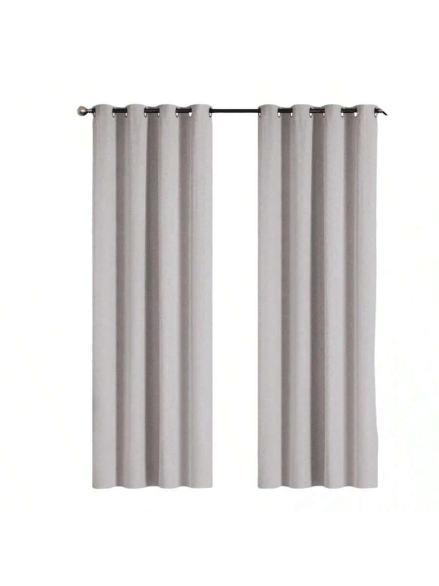 Juego de Cortinas Grises Modernas con Ollaos para Barra