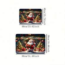 1pc Festive Santa Claus Door - Washable, Polyester, Rectangular Holiday Home Decor With Vibrant Winter Scene, Decoration Front Door - Multicolor - View 5