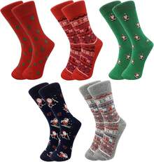 ¡Recomendado5 Pares Calcetines Navideños, Calcetines Lana de Invierno Gruesos Divertidos Suaves, Multicolores Calcetines Térmicos de Invierno, Cálidos Calcetines de Invierno para Mujer y Hombre, Regalo de Navidad¡Top de Temporada - 1 - Ver 1