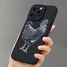 Funda de teléfono móvil con diseño de estampado de pollo para Apple  17 15 16 14 13 12 11 XS XR X 7 8 Mini Plus Pro Max SE 2020 2022 para regalos - Negro - Ver 1