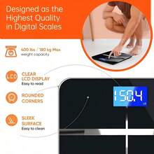 Multi-Function Smart Body Fat And Weight Scale, Bathroom Digital Scale With Tempered Glass Wide Platform, Precise & , Large Digits, Easy-Read Electronic Scale, LCD Display, 390lbs Capacity Bathroom Weight Scale,  Suitable For Home, Fitness, Outdoor