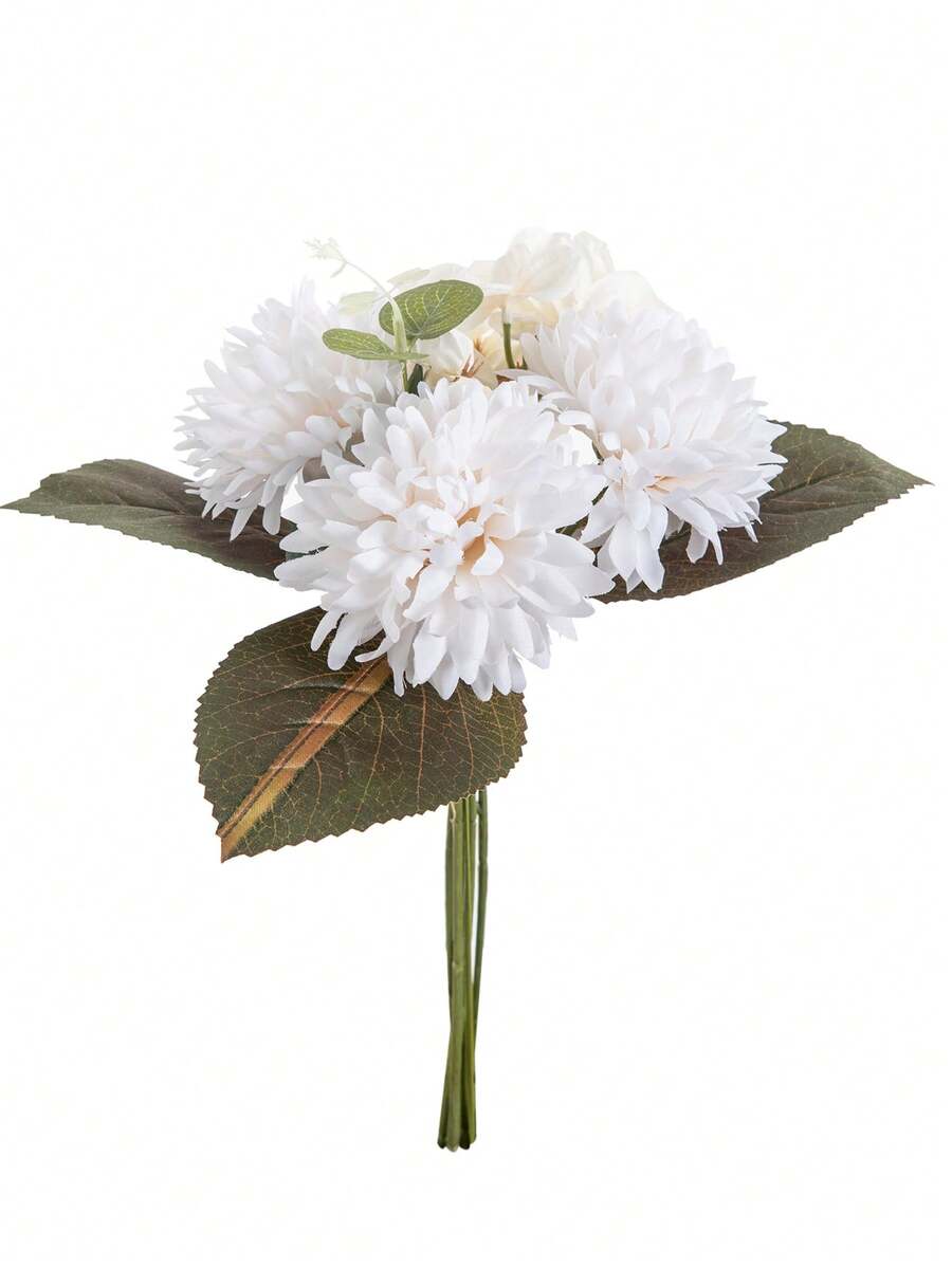1/100 peças de flores artificiais de crisântemo, buquês de seda, plantas artificiais para vasos de casamento na primavera, decoração de casa, sala de jantar, quarto, Dia das Mães, Dia dos Namorados, festas de aniversário, acessórios para decoração de jardim externo. - Branco - Ver 1