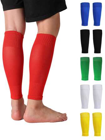 1 Pair Kids Sports Leg Sleeves, Football Shin Guards For Boys & Girls Aged 8-16, Suitable For Soccer, Basketball Training, Running & Outdoor Activities