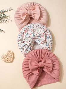 3pcs Baby Bow Hats, Suitable For Daily Wear - Multicolor - View 2
