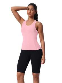 Training Racerback Tank Gym Wear Medium Impact Running Workout Quick Dry Moisture Wicking Cool Feeling - Hồng nhạt - Xem 5