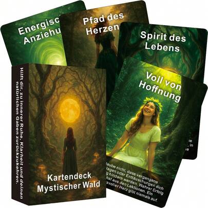 German Mystical Forest Oracle Deck, Intuitive Insight And Spiritual Growth Oracle Cards For Mindfulness, 12x8cm/4.72x3.15inch, 48-Card, Tarot Deck