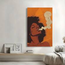 Framed  Art African American Women  Canvas Wall Art Woman Smoking Wall Art Modern Print Painting Vintage Female Portrait Picture For LivingRoom Bedroom Gallery Display For Halloween, Christmas, Living Room, Room And Bathroom Decorations - Đóng khung - Xem 4
