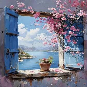 1 件 5D 钻石画套装，花屋风景艺术，圆形钻石艺术无框，DIY 家居装饰，适用于各种墙面装饰和桌面摆放，节日礼物，无框架，多种尺寸可供选择